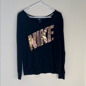 Nike Women's Black Top with Gold Logo